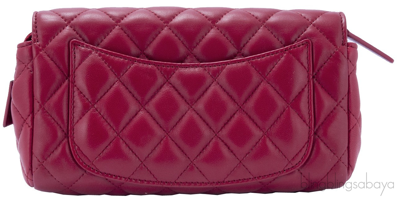Red Quilted Cosmetic Pouch