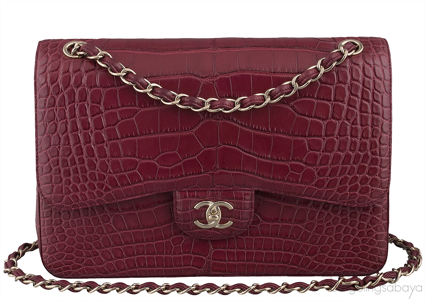 Classic Bordeaux Crocodile Jumbo Bag