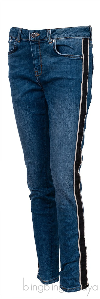 Blue Side Stripe Skinny Jeans