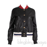 Gucci Black Hollywood Bomber Leather Jacket