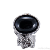 Silver & Black Arty Oval Ring