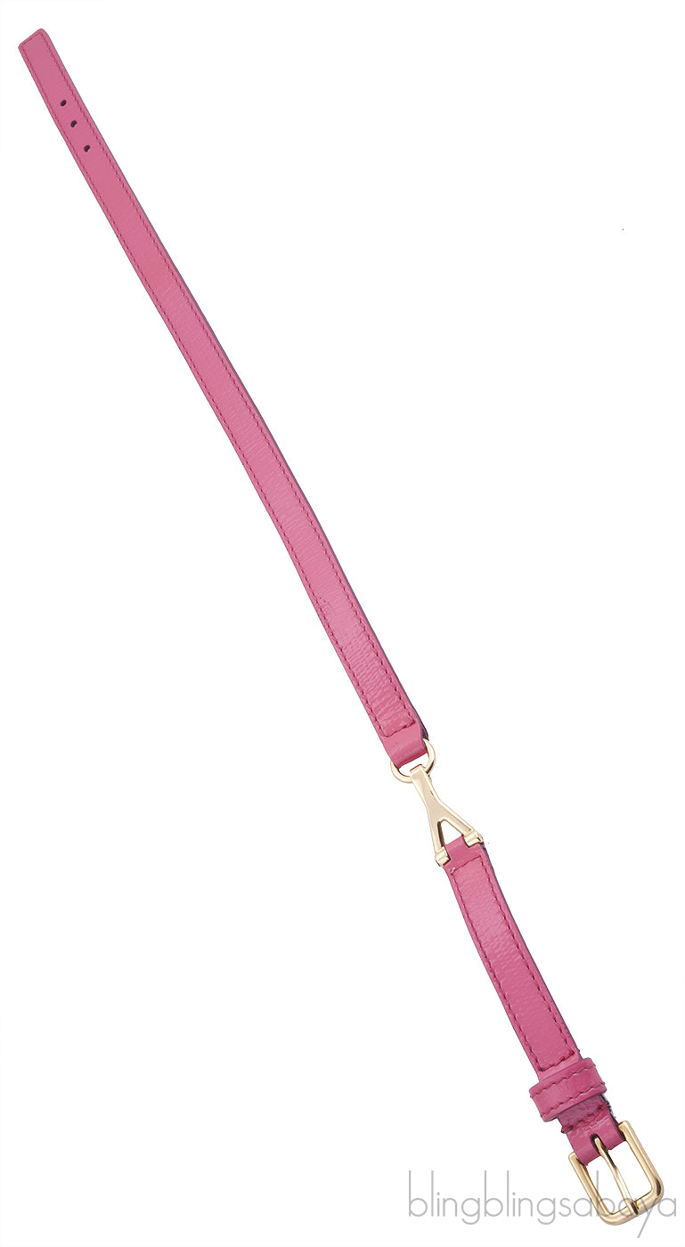 Double Tour Y Pink Leather Bracelet