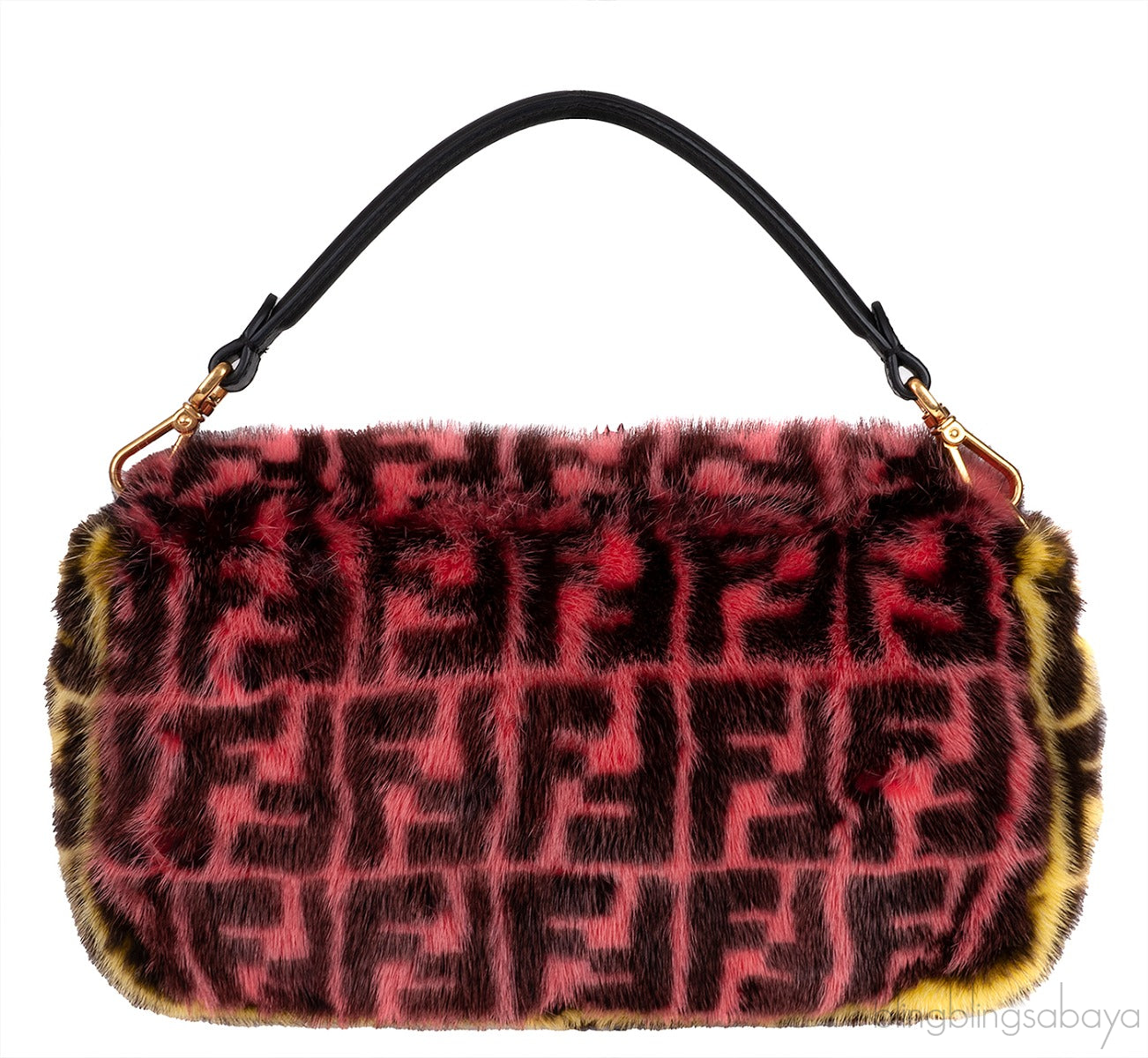Baguette FF Zucca Multicolor Mink Fur Bag