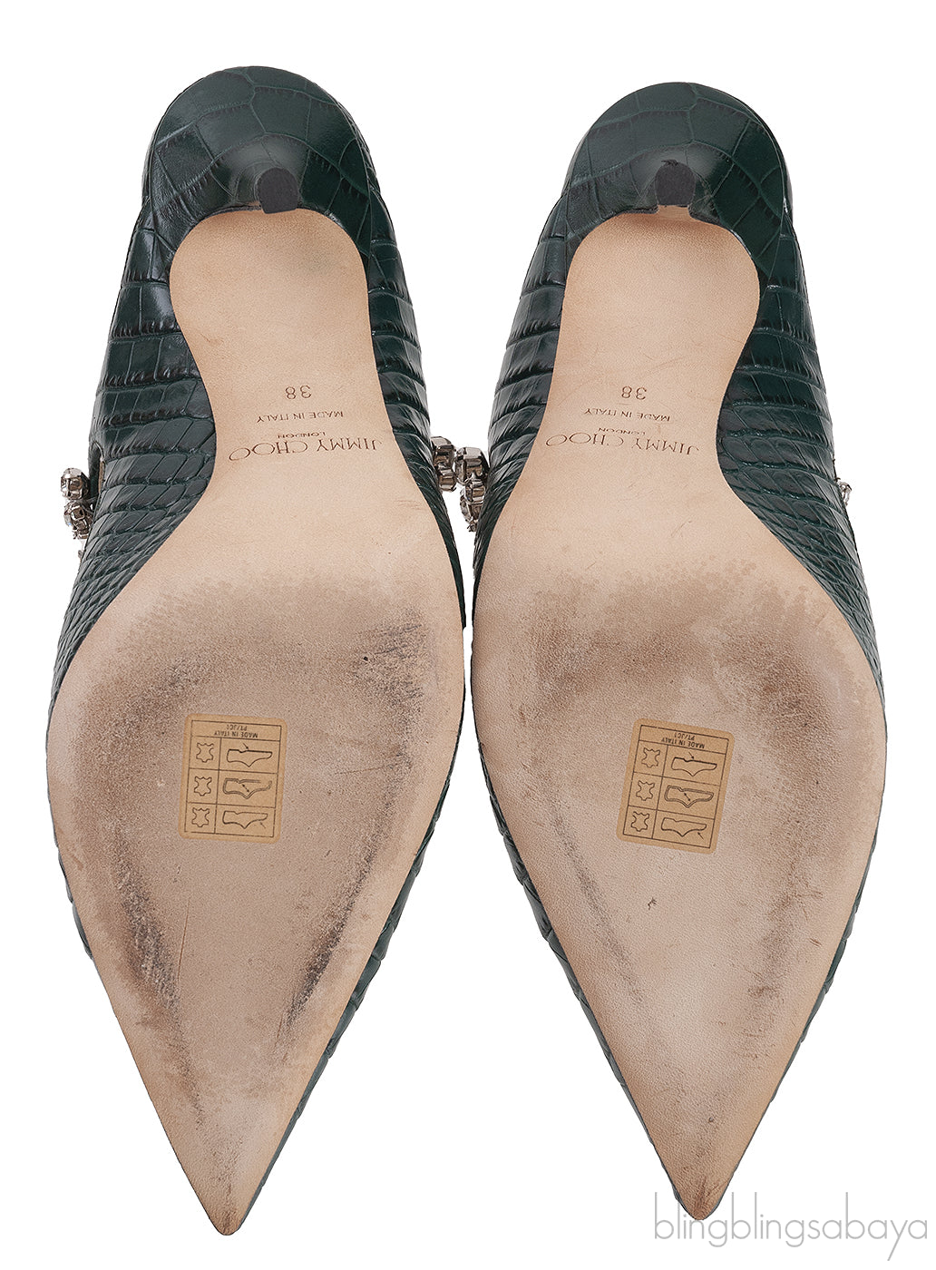 Jimmy Choo Croc-effect Bing 100 Crystal-Embellished Leather Mules