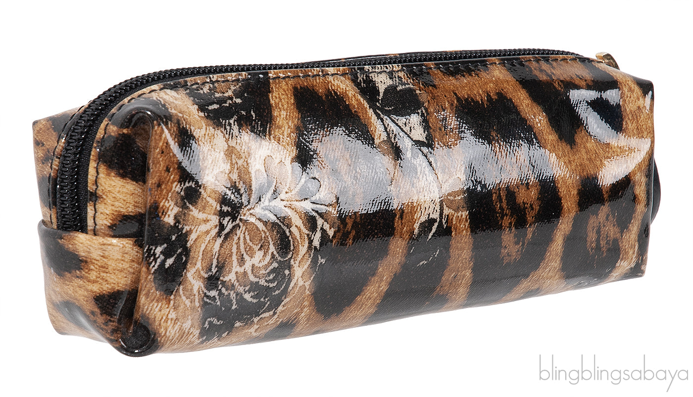 Leopard Print Patent Leather Accessories Pouch