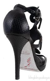 Black Swirl Strass Python Heels