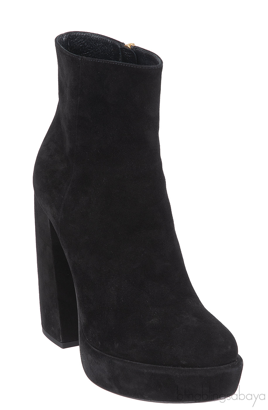 Prada Black Velvet Platform Boots