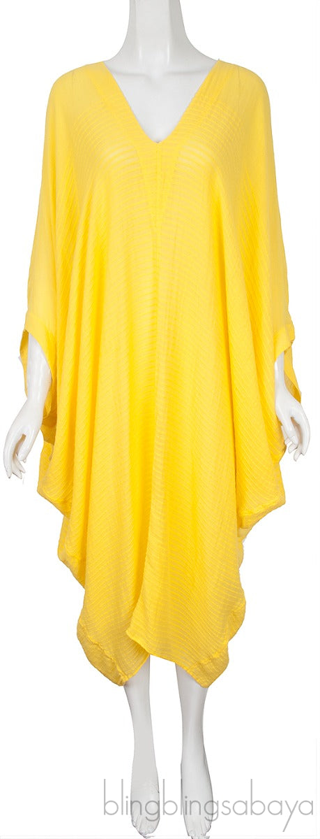 Yellow Plain Kaftan Dress