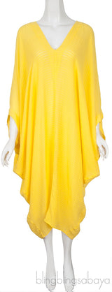 Yellow Plain Kaftan Dress