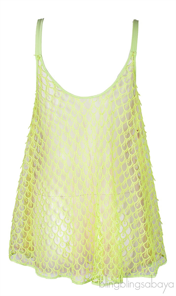 Neon Green Sheer Cami Top