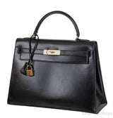 Vintage Kelly 32 Black Box Sellier GHW