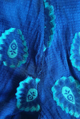 Cyan Blue Printed Trouser