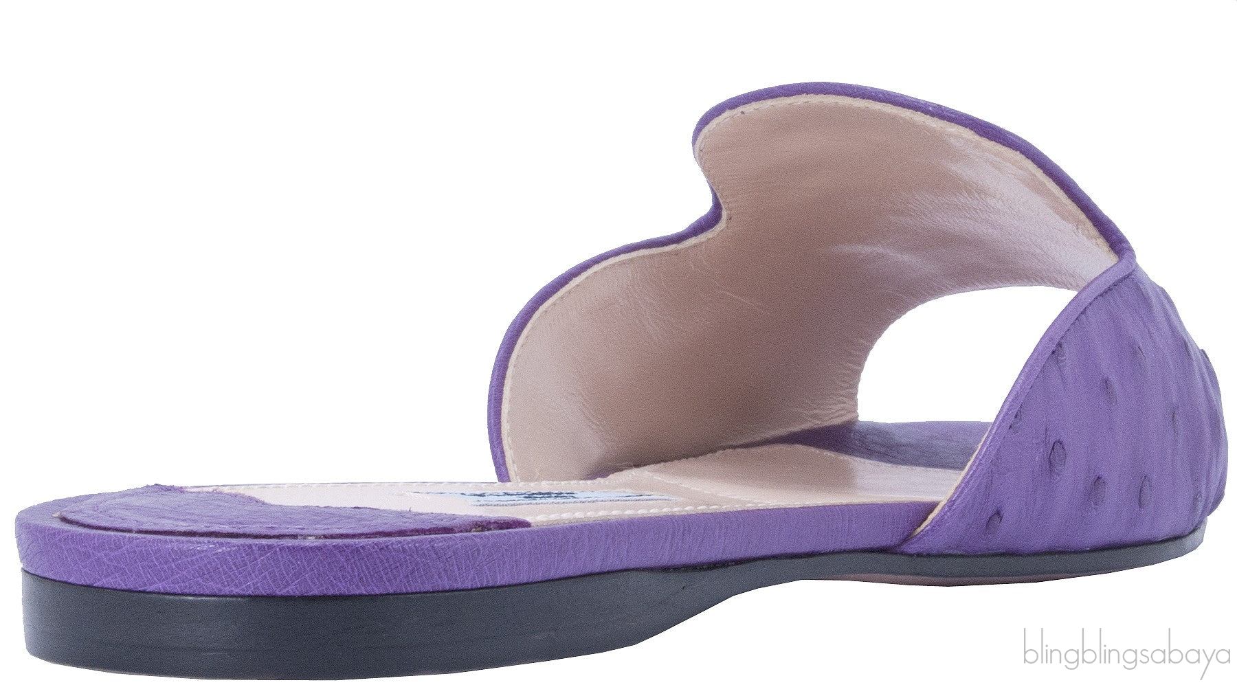 Purple Ostrich Open Toe Slide
