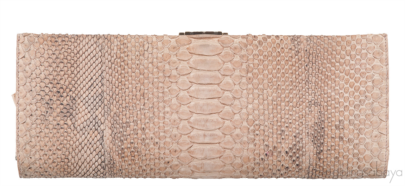 Brown Python Long Clutch