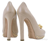 Skull Embellished Peep Toe Pump
