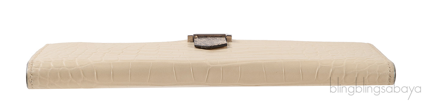 Bi-color Bearn Vanille Crocodile Ombre Lizard Wallet