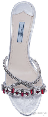 Jewel Embellished Silver Sandals