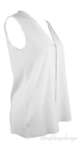 White V-neck Chain Blouse