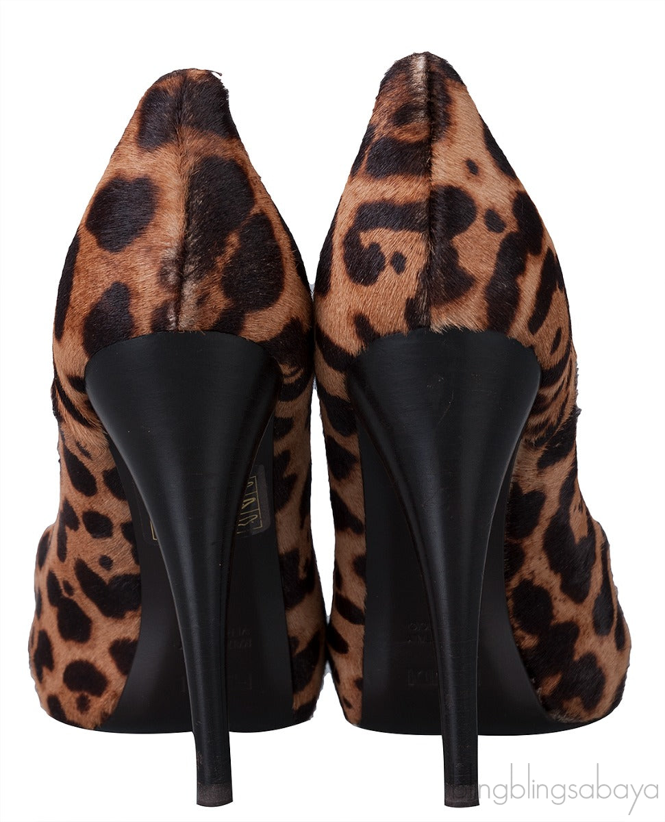 Leopard Pony Hair Peep Toe Pump