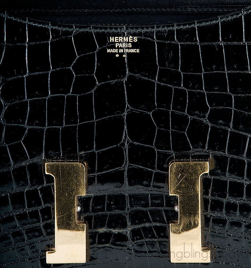 Constance Vintage Black Crocodile