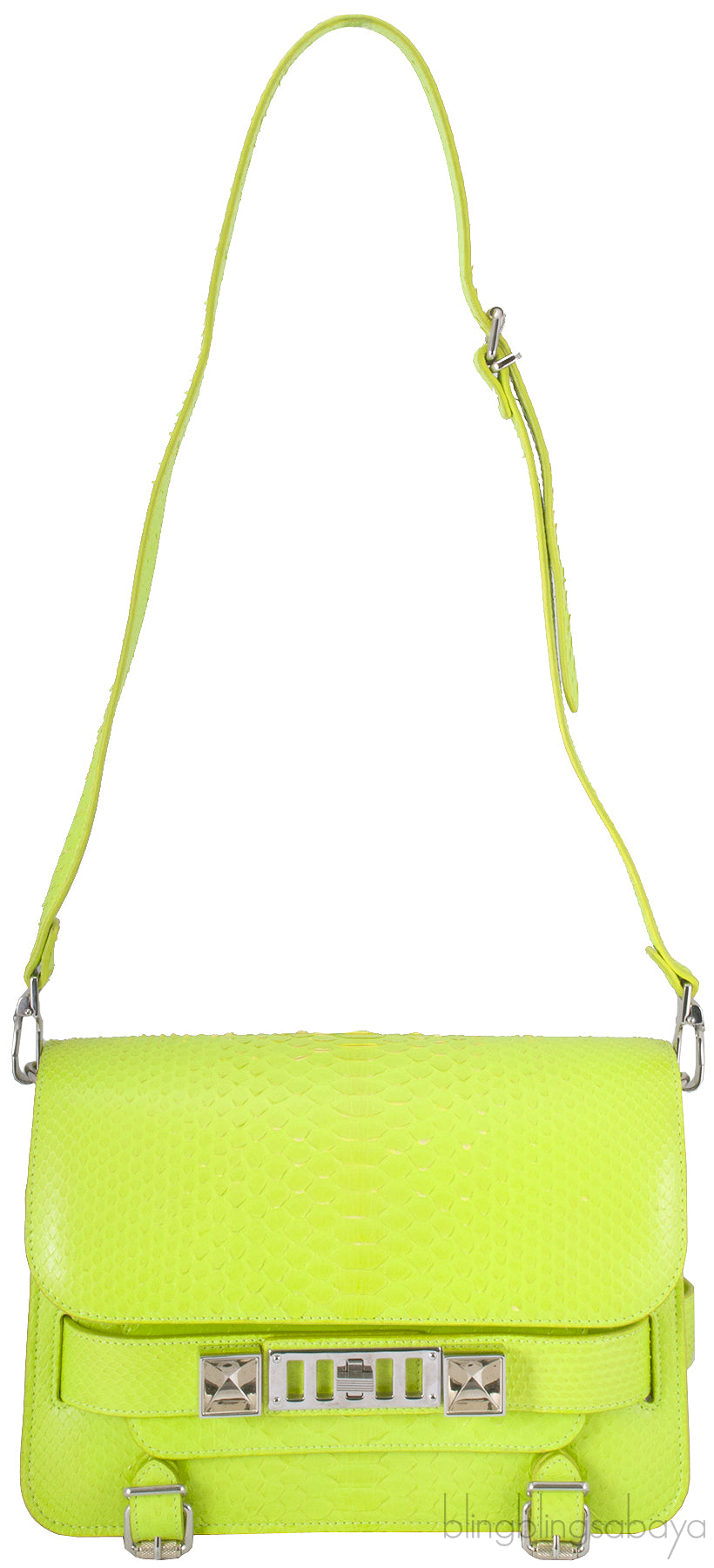 Neon Green Python PS11 Shoulder Bag