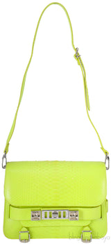 Neon Green Python PS11 Shoulder Bag