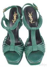 Yves Saint Laurent Green Strappy Slingback Sandals