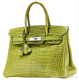 Birkin 30 Vert Pelouse Porosus