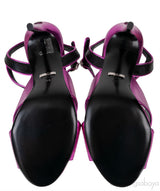 Criss-cross Metallic Magenta Slingback Sandals