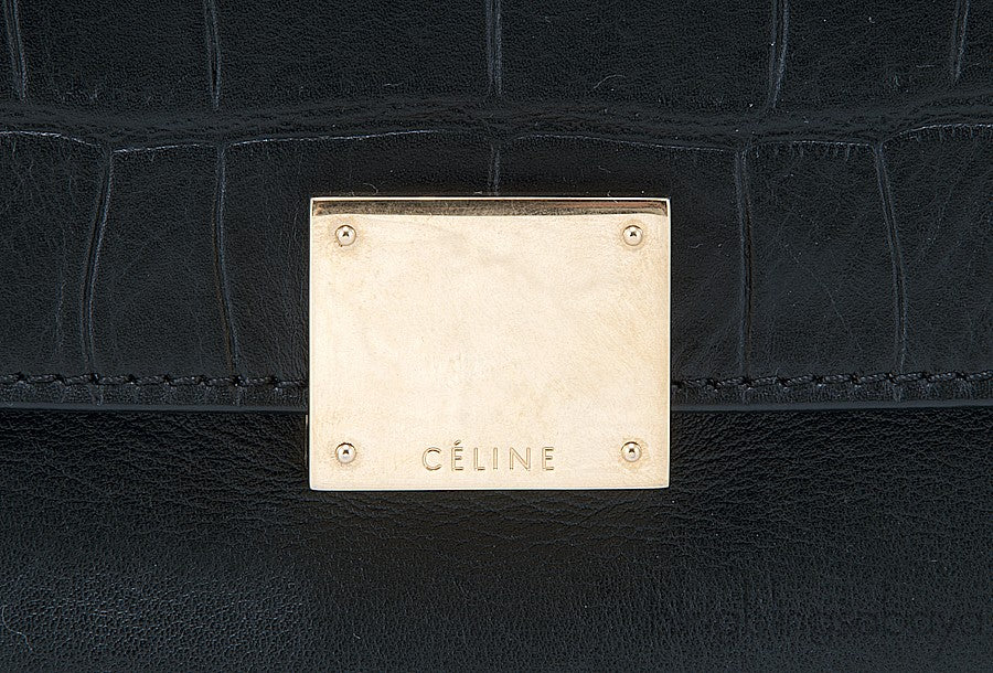 Trapeze Luggage Black Croco Print