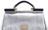 Miss Sicily Satchel Silver Python