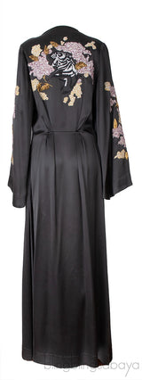 Grey Satin Embroidered Robe