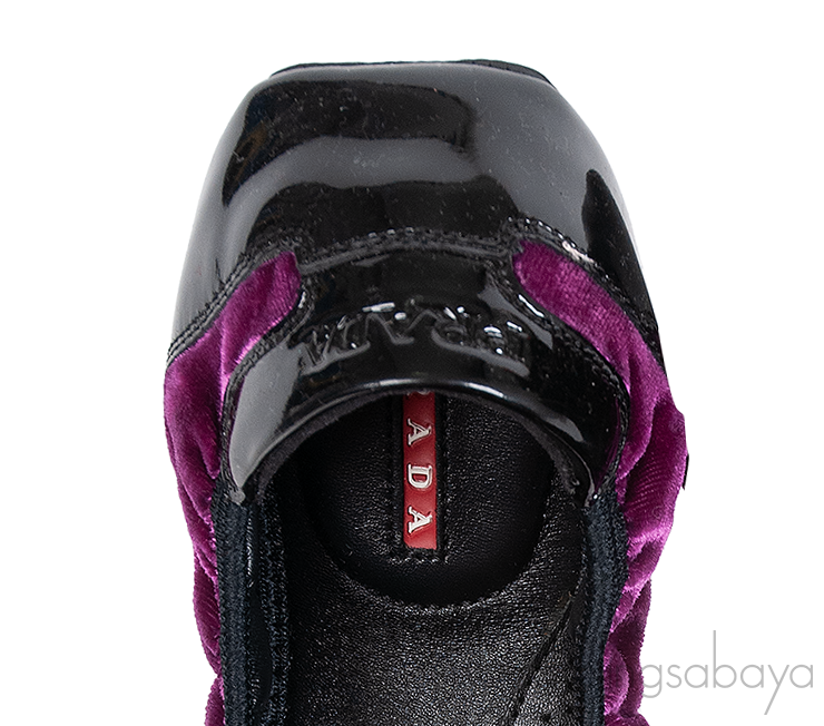 Prada Velvet Purple & Black Sport Ballet Flats