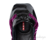 Prada Velvet Purple & Black Sport Ballet Flats