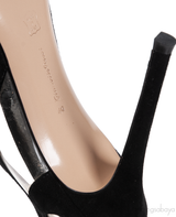 Gianvito Rossi Black Suede PVC Swirl 150 Pumps