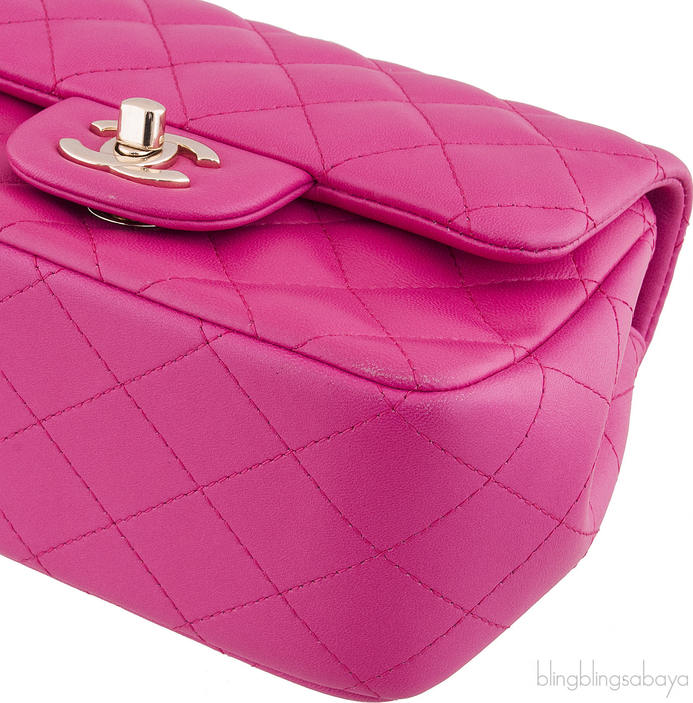 Fuchsia Quilted Mini Flap Bag
