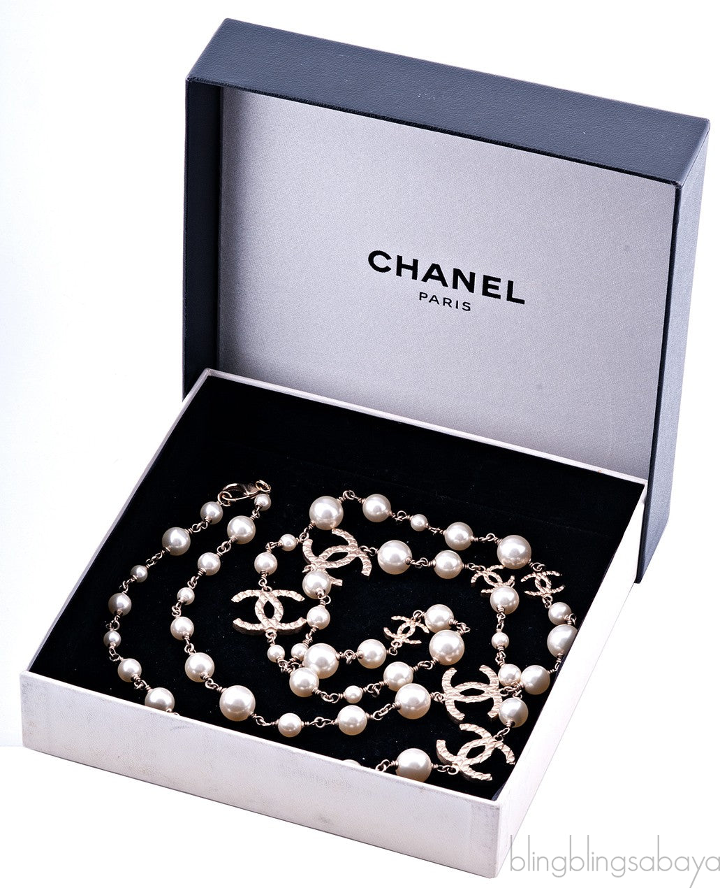 Gold CC Logo Pearl Necklace