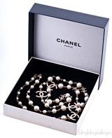 Gold CC Logo Pearl Necklace