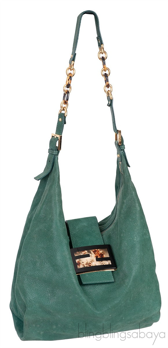 Green Nubuck Leather Forever Hobo Bag
