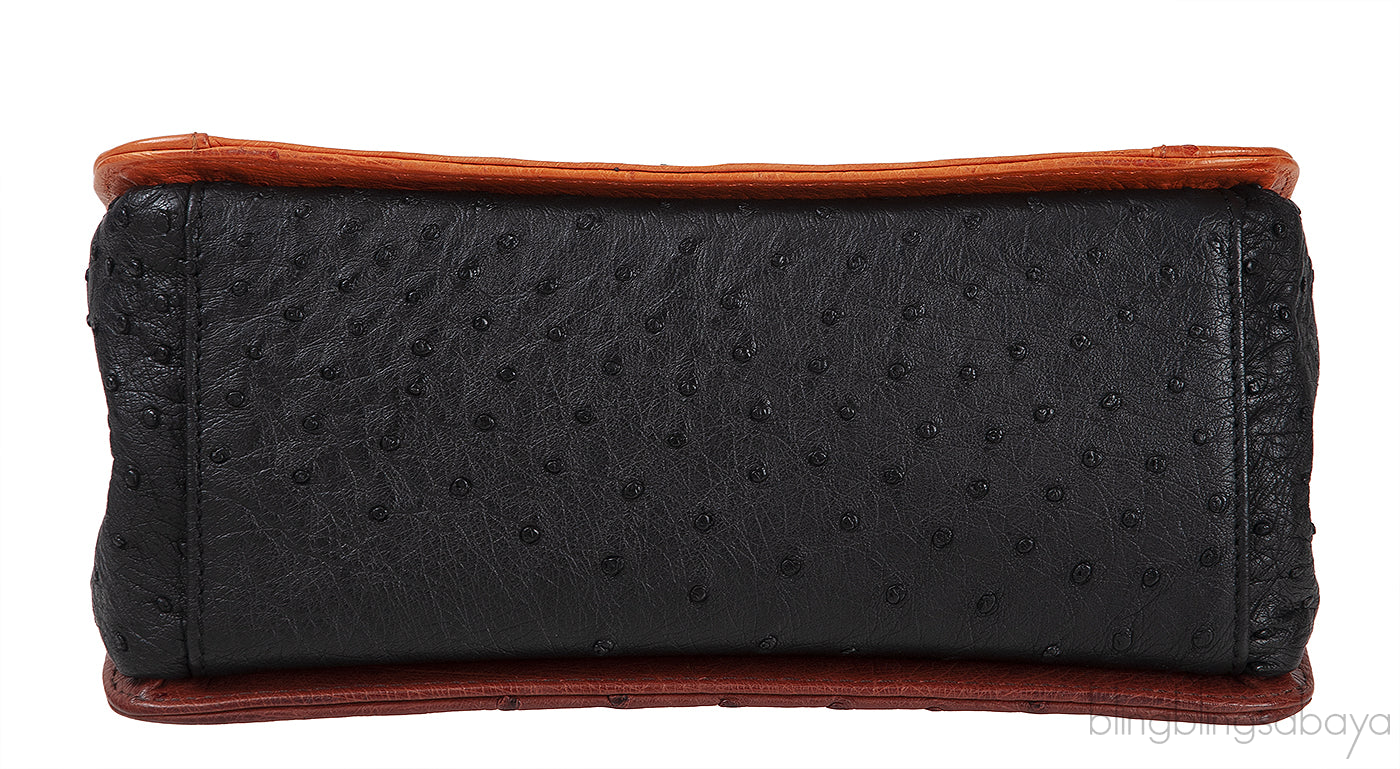Tri-color Leather Top Handle Bag