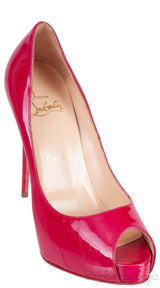 Raspberry Patent Peep Toe Heels