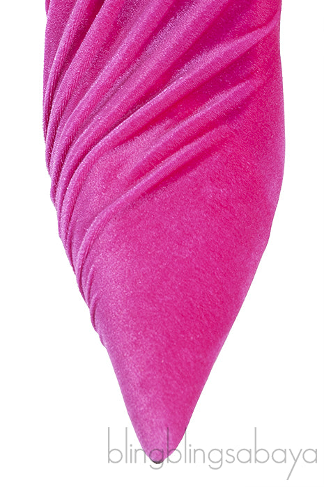 Fuchsia Pink Stretch Velvet Wrap Pump
