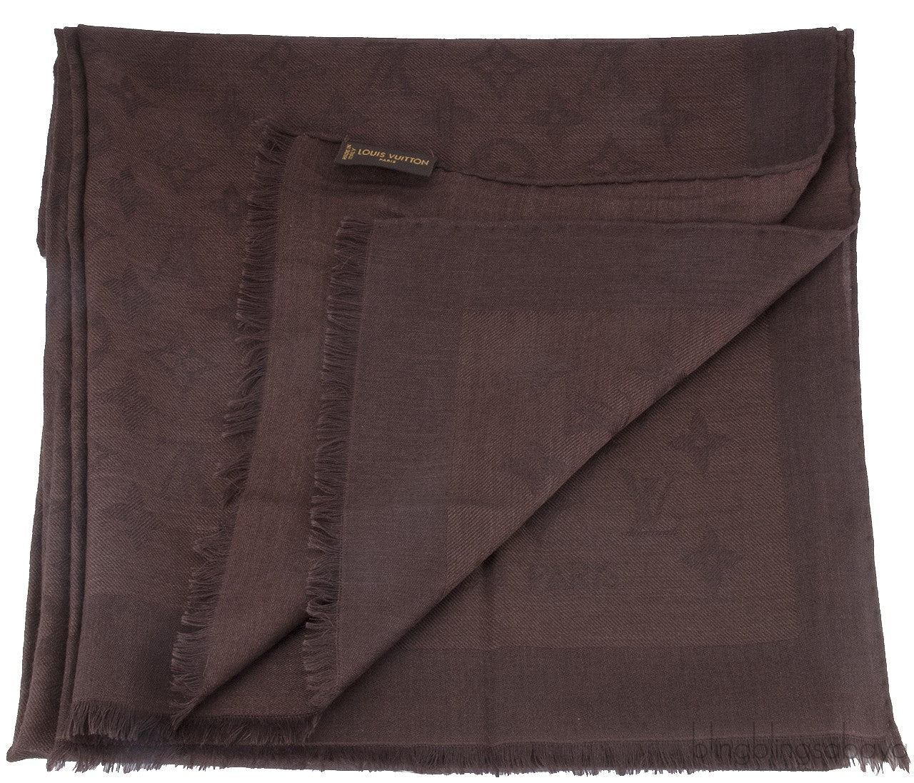 Monogram Brown Cashmere Shawl