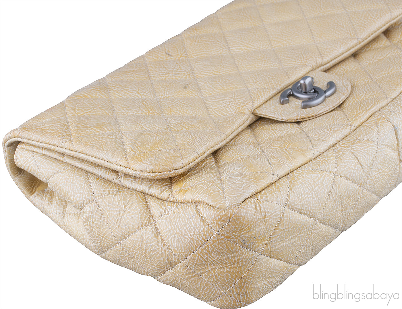 Crinkled Patent Quilted Flap Bag Jumbo