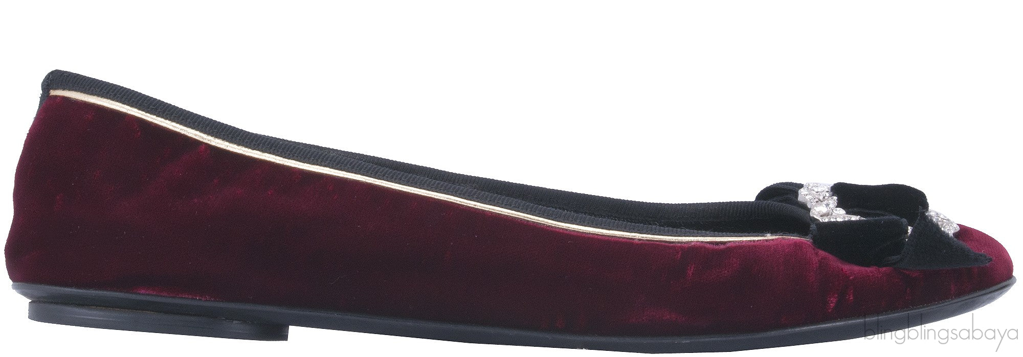 Maroon Velvet Bow Ballet Flat