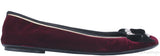 Maroon Velvet Bow Ballet Flat