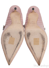 Pink Croc-effect Bing 100 Crystal-Embellished Leather Mules