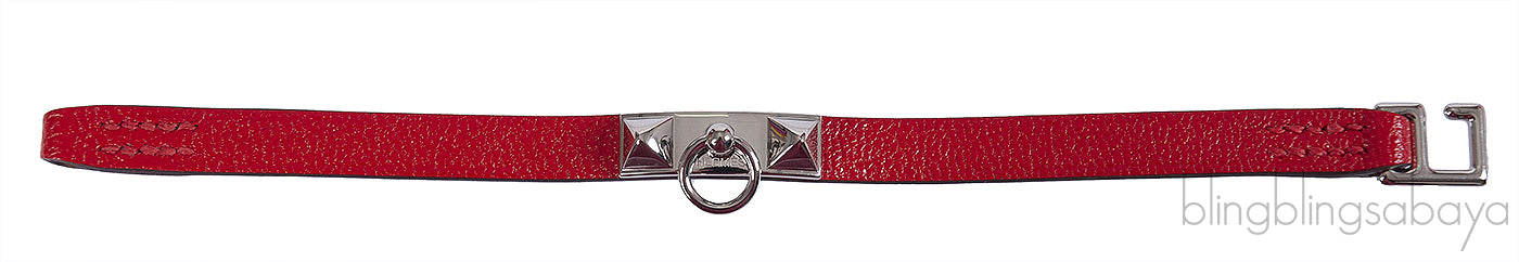Hermes Rivale Mini Bracelet Chamkila Rouge Coeur PHW