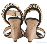 Black Suede Chain Wedge Sandals