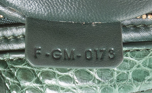 Trapeze Emerald Green Croc Embossed Shoulder Bag